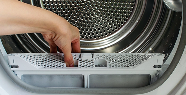 Lint trap from a front loading tumble dryer.