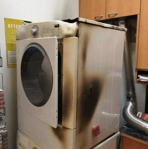 A burned dryer caused due to the lack of cleaning the lint.