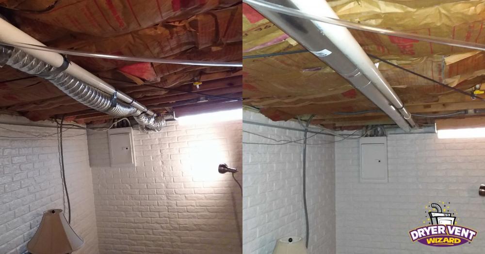 Before and After replacing foil venting with safer, code compliant rigid venting.
