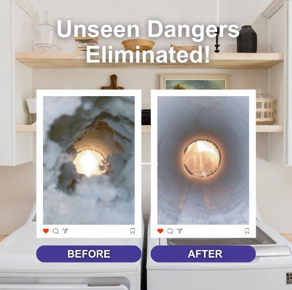 Before and After Dryer Vent Cleaning