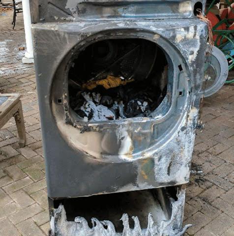 Completely fire damaged dryer.