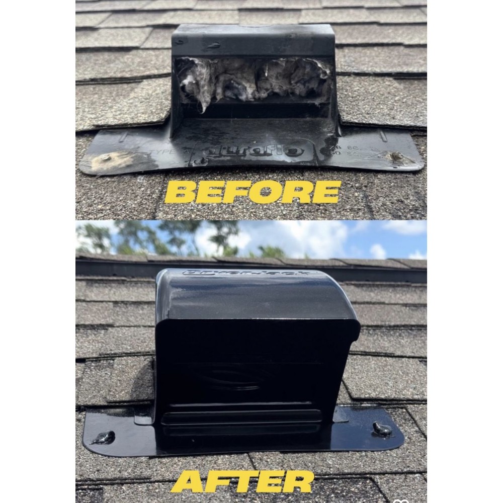 dryer vent cleaning, roof vent, before and after, lint removal, Benton County, fire prevention