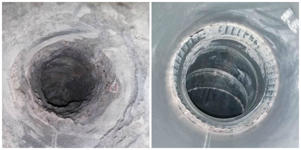 Dryer Vent Line Before & After Cleaning