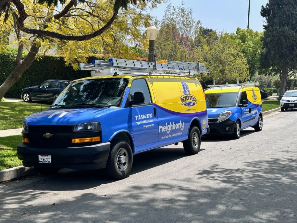 Fully Marked And Equipped Dryer Vent Wizard Service Fleet in West Hollywood