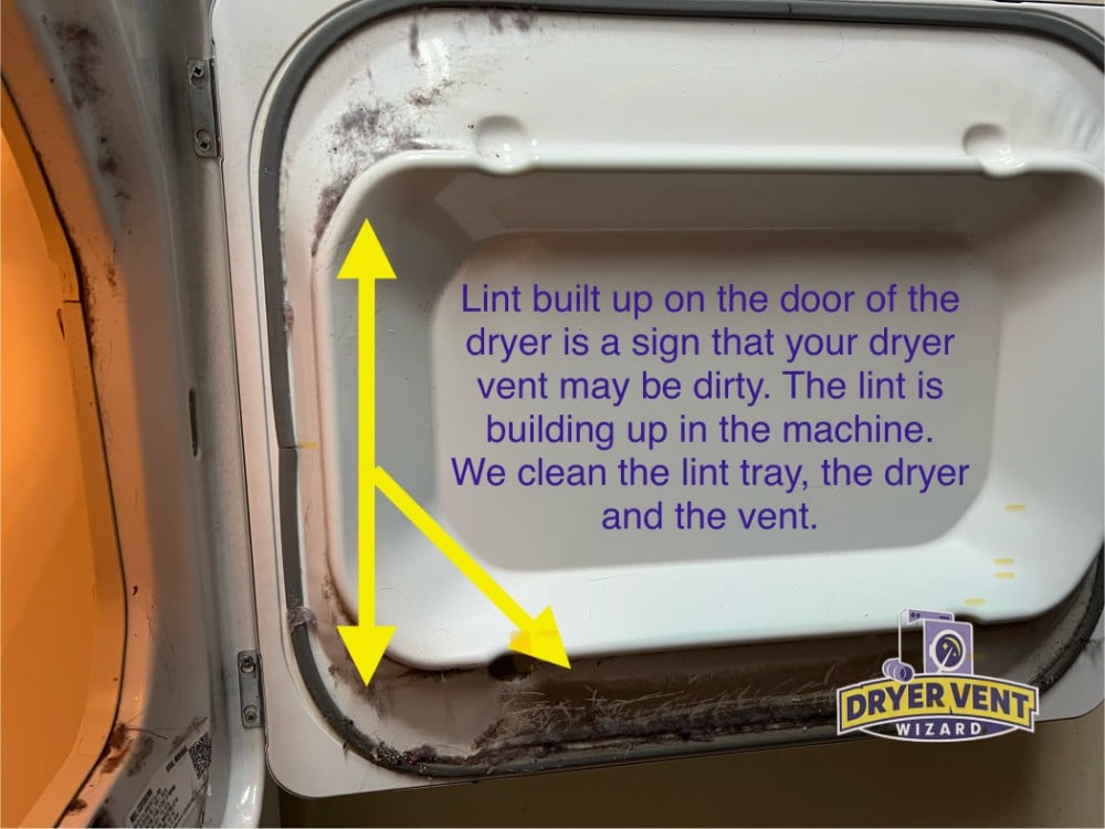 Lint Build Up on Dryer Door Indicates Lint Build up in the Dryer and Possibly the Vent
