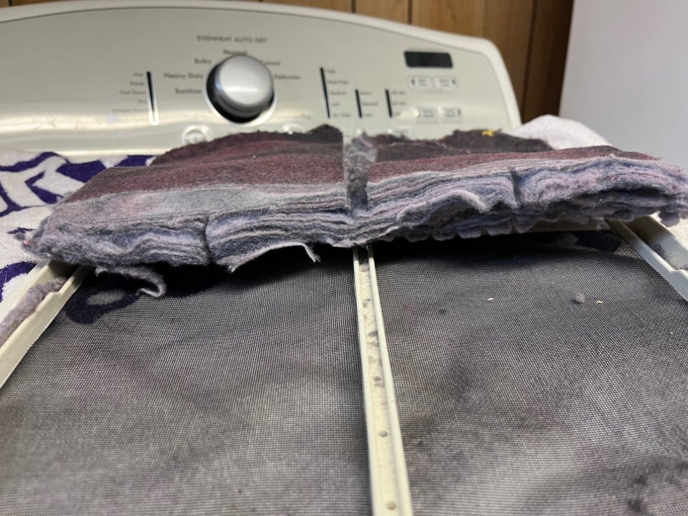 Lint screen cleaning lint blanket in Detroit.
