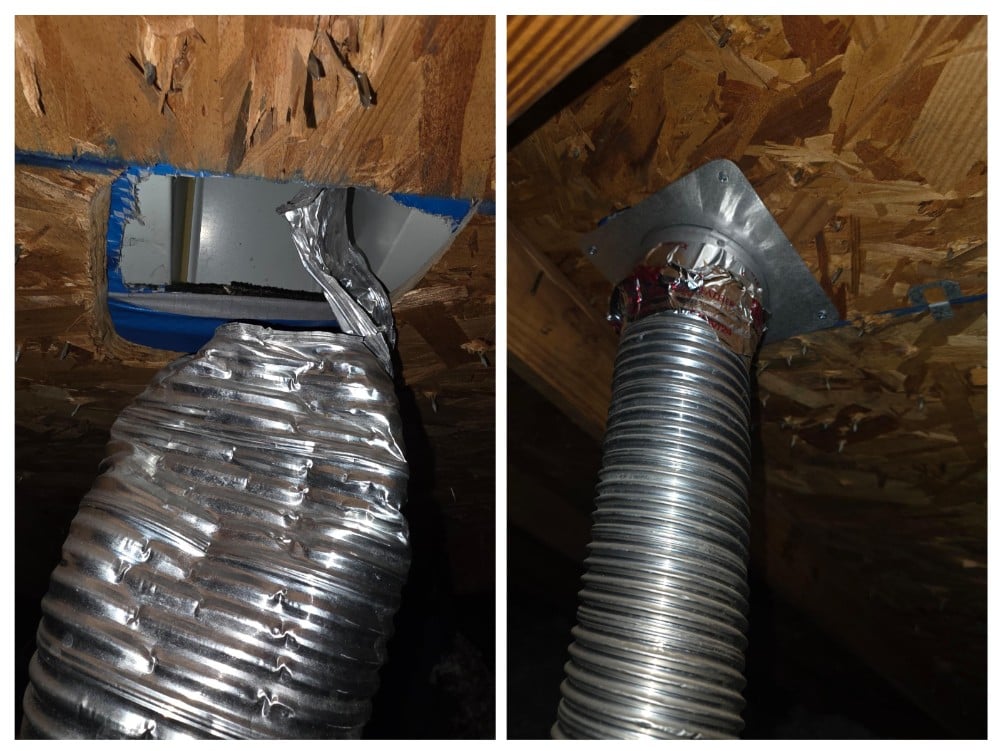 The pipe/vent in attict not connected to the roof vent hood properly and we fixed it.