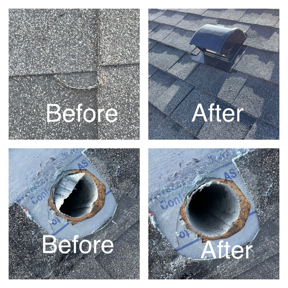 Roof vent installed