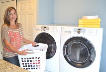 Women holding laundry basket